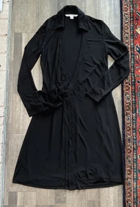 Diane von Furstenburg Neu Jeanne Schwarz 10 Viskose Wickel Midi Kleid - Bild 1 von 11