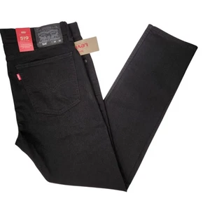 NUEVO Pantalones de mezclilla Levi's para hombre 519 negros extremadamente ajustados desgastados hasta la rodilla 5 bolsillos 36x32 - Imagen 1 de 9
