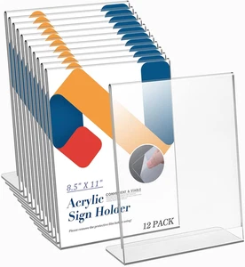 Acryl Schild Halter 8,5 x 11, schräge Rückseite Acryl Display Ständer, klare Rahmen Pla - Bild 1 von 12