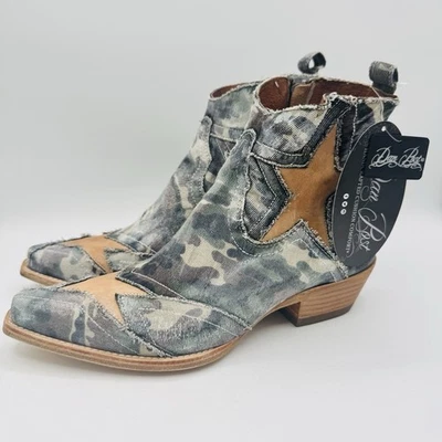 Dan Post Denim Camo Stardust Boots Women’s Size 7 Blue Natural Leather - Image 1 of 4