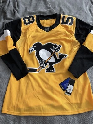 Camiseta deportiva de hockey Adidas dorada Kris Letang Pittsburgh Penguins talla 52 acceso al armario Foto 1 de 4