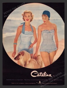 Catalina Swimsuits Afghan Hound Dog Color 1950s Print Advertisement Ad 1956 - Picture 1 of 1