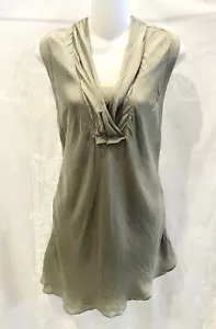 BRUNELLO CUCINELLI Gray Silk Ribbed Cotton Tank Top Tunic M $500 - Picture 1 of 8