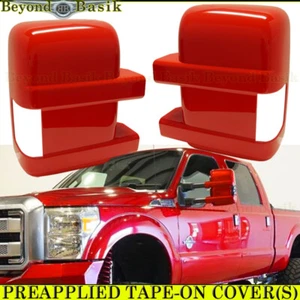 2008-2014 2015 2016 Ford F250 F350 F450 F550 Mirror COVERS W/SG Hole PQ RACE RED - Picture 1 of 11