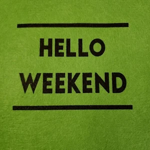 Tote Bag Purse Shoulder Shopper "Hello Weekend" Bright Vibrant Green Felted Fun - Picture 1 of 12