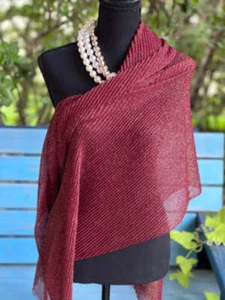 Elegant Ruby Red Shawl for Timeless Style - Perfect Accessory for All Seasons | - Picture 1 of 7