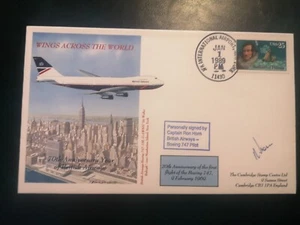 1989 Boeing 747 Cover WINGS ACROSS THE WORLD, signed Capt. Ron Horne (2) - Picture 1 of 3