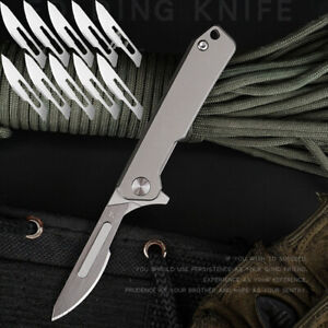 TC4 Titanium Pocket Folding Utility Knife Scalpel Blade Paper Cutter Outdoor EDC
