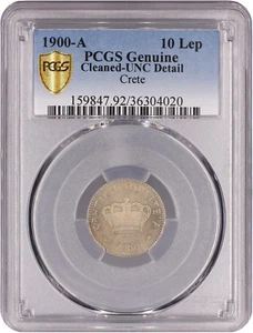 Crete 10 lepta 1900, PCGS UNC Details, "Cretan State (1898 - 1908)" - Picture 1 of 2