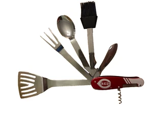 6 in 1 MLB Cincinnati Reds Fold Multi-Tool BBQ Spatel Gabel Löffel Messer Bürste - Bild 1 von 6