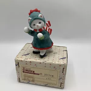 Figura de gato Schmid gatito pepino priscilla bola de nieve caja de invierno vintage 1989 - Imagen 1 de 6