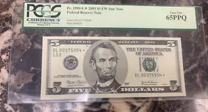 2001 $5 Federal Reserve STAR Note ~ PCGS 65 PPQ ~ Fr# 1990-L* ~ San Francisco - Picture 1 of 6