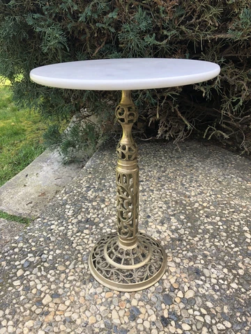 Antique Brass And Marble Top Pedestal Table Cover