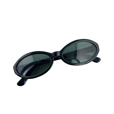Authentic New Vintage women's 90s slim black oval sunglasses - Image 1 of 4