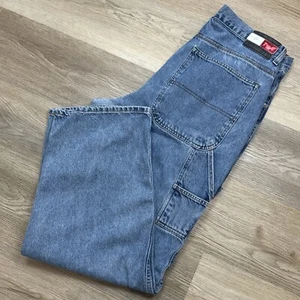 Vintage Tommy Hilfiger Carpenter Jeans Men 36x32 Blue Baggy Wide Leg - Picture 1 of 21