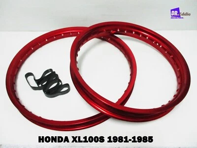 HONDA XL100S 1981-1985  F & R  ALUMINIUM  RED WHEEL RIM SET  **BI4202** Foto 1 de 4