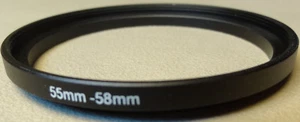 New 55mm to 58mm Step Up Lens Filter Ring Metal DSLR SLR Digital Camera Adapter - Picture 1 of 3