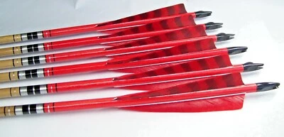 6 MATCHED CEDAR WOOD ARROWS 31" BOP - Image 1 of 3