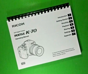 Owners Manual for Ricoh Pentax K-70 K70 Camera 156 Pages W/Clear Covers! - Picture 1 of 1
