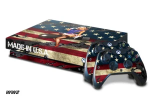 Xbox One X Konsolen Skin Mit 2 Controller Aufkleber Schlacht Tron USA WW2 Kampf - Picture 1 of 1