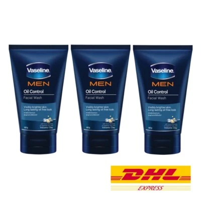 3x Vaseline MEN Face Wash Oil Control Visibly Fairer Skin with Glacial Clay 100g - Image 1 of 3
