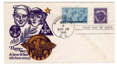 #940 Veterans WWII 1946 FDC - Staehle Combo Navy - Image 1 of 2
