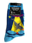NWT Shark UFO Spaceship Alien Attack Dress Socks Novelty Men 6-12 Blue Fun Silly