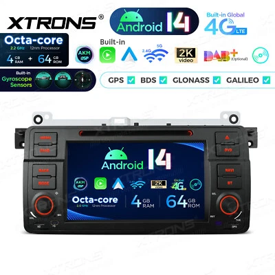 7" Android 14 8-Core Car Stereo Radio For BMW E46 GPS Navi DVD Car Play 4G LTE  - Image 1 of 4