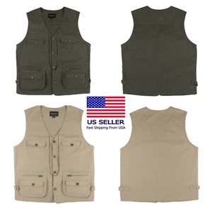 US Mororock 8 Pockets Photographer Cargo Hunting Fishing Safari Hiking Vest - Picture 1 of 6