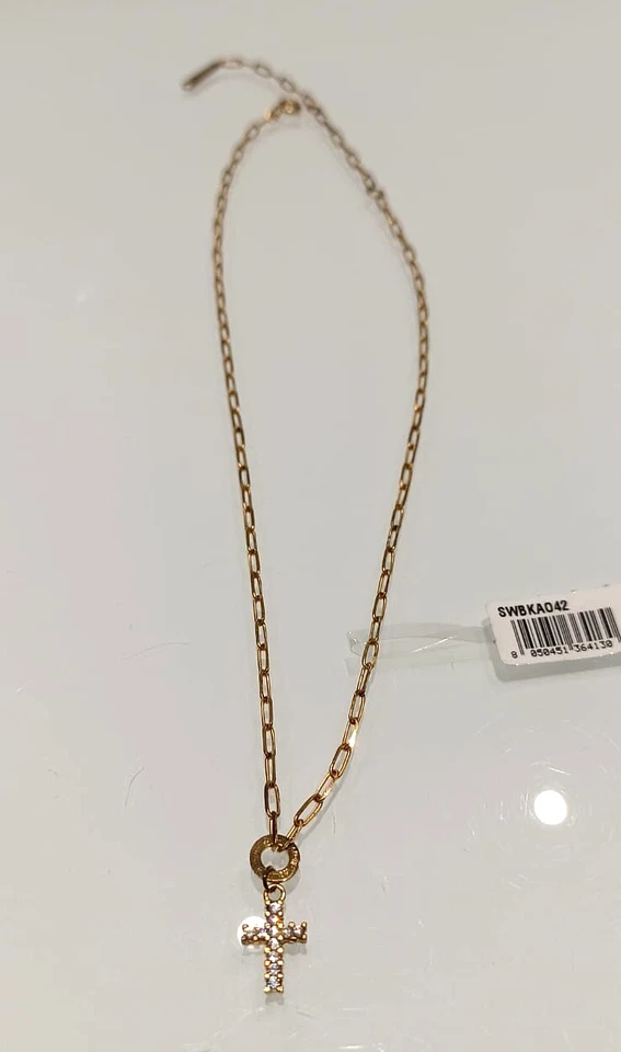 COLLANA  "REBECCA" IN ARGENTO 925 PLACCATO ORO GIALLO, CROCE CON ZIRCONI - Immagine 1 di 1