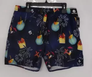 VOLCOM NOVELTY 17 Drawstring 2-Way Stretch Boardshorts Blueprint Size XL - Picture 1 of 23