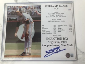 Jim Palmer Baltimore Orioles 1990 8x10 HOF Induction Day Card (Auto) BAS cert - Bild 1 von 2