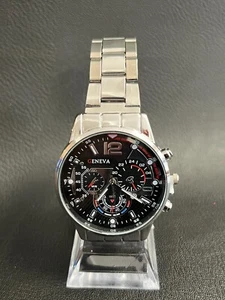 SHARP NNEW MEN'S SILVER TONE WRIST WATCH - FAST FREE SHIPPING! (style #19) - Picture 1 of 4