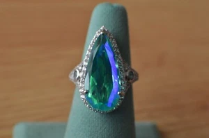 11.75ct Peacock Quartz Triplet / Multi Gem Ring Platinum over Fine Silver Size 7 - Picture 1 of 10