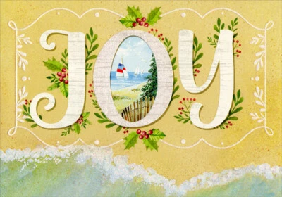 Tarjeta de Navidad náutica Beach Sand Joy Coastal Red Farm Studios Foto 1 de 2