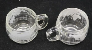 2 VINTAGE NESTLE WORLD, GLASS GLOBE SHAPED CUPS, MUGS, MID-CENTURY MODERN, NEW - Picture 1 of 4