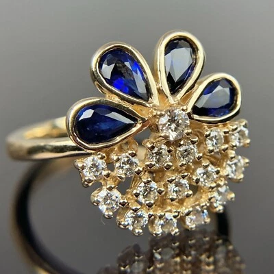 EFFY 14k Diamond & Sapphire Yellow Gold Ring Size 7 - Image 1 of 4