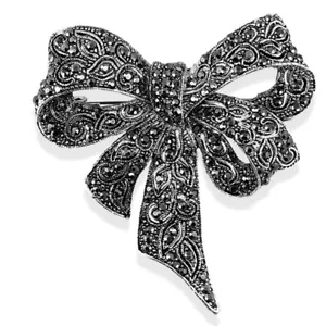 Crystal Rhinestone Bow Brooch Pin Women Shirt Collar Big Bowknot BroochJew-*- - Picture 1 of 5