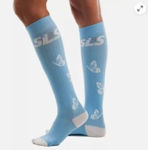 SLS3 Butterfly Compression Socks - XS/S - 20-30mmHg - Shoe Size 6-8 - Blue - Picture 1 of 2
