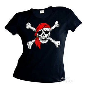 Piraten Totenkopf Pirat Damen Girl T-Shirt Skull Gotik *4060 - Bild 1 von 3