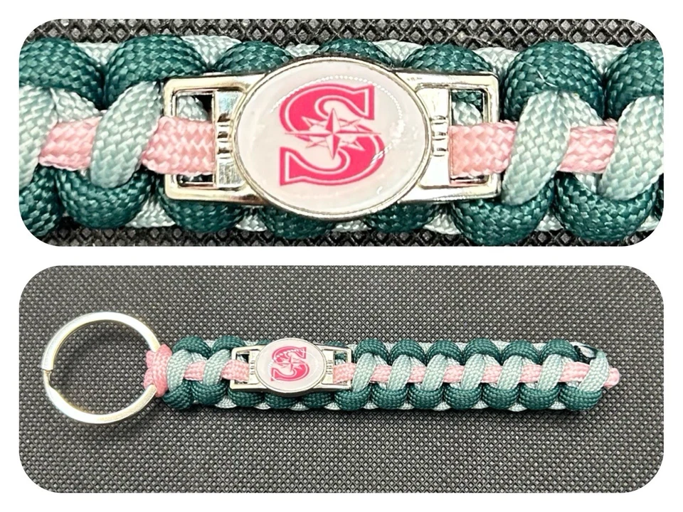 Seattle Mariners (Pink) Inspired Paracord/Survival Keychain - Image 1 of 1