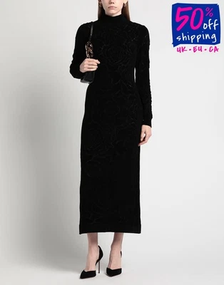 Vestido midi ALBERTA FERRETTI IT38 US2 UK6 XS negro tejido texturizado PVP €1200  Foto 1 de 4