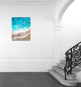 Original Fine Art Canvas Beach Water Ocean Key West Island Painting Nautical - Picture 1 of 9