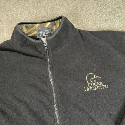 Ducks Unlimited Mens Jacket XL Black Fleece Long Sleeve Full Zip Front Pocket - Image 1 of 4