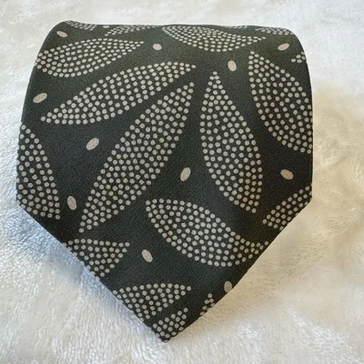 GIORGIO ARMANI Corbata de seda 100% para hombres de 57" ITALIA Verde oliva y puntos geométricos tostados Foto 1 de 4