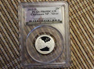 SILVER PCGS GRADED SILVER PROOF 2011-S CHICKASAW QUARTER - Picture 1 of 2