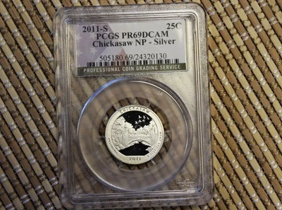 SILVER PCGS GRADED SILVER PROOF 2011-S CHICKASAW QUARTER - Image 1 of 2