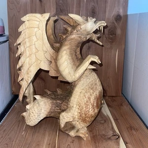 Vintage handgeschnitzter Holzdrache mystisches Königreich Fantasy GOT Gothic * Schwanz - Bild 1 von 12