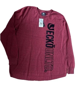 Camicia maglia waffle Ecko Unlimited 3XL logo rinoceronte vino bordeaux e nero nuova con etichette - Foto 1 di 11