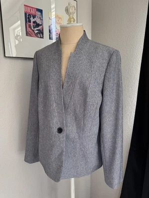 Blazer feminino Alex Marie terno 1 botão tamanho 12 azul marinho manga longa forrado - Imagem 1 de 4